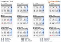 Kalender 2023 mit Ferien und Feiertagen Troms