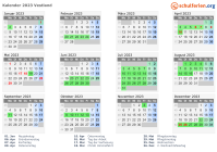 Kalender 2023 mit Ferien und Feiertagen Vestland