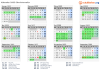 Kalender 2023 mit Ferien und Feiertagen Oberösterreich