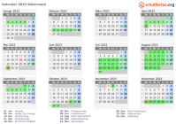 Kalender 2023 mit Ferien und Feiertagen Steiermark
