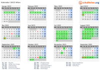 Kalender 2023 mit Ferien und Feiertagen Wien