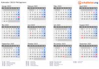 Kalender 2023 mit Ferien und Feiertagen Philippinen