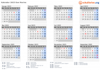 Kalender 2023 mit Ferien und Feiertagen San Marino