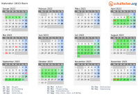 Kalender 2023 mit Ferien und Feiertagen Bern