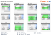 Kalender 2023 mit Ferien und Feiertagen Obwalden