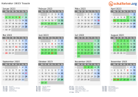 Kalender 2023 mit Ferien und Feiertagen Tessin
