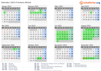 Kalender 2023 mit Ferien und Feiertagen Friedeck-Mistek