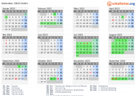 Kalender 2023 mit Ferien und Feiertagen Kolin