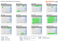 Kalender 2023 mit Ferien und Feiertagen Mährisch Schönberg