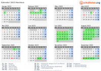 Kalender 2023 mit Ferien und Feiertagen Neuhaus