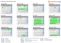 Kalender 2023 mit Ferien und Feiertagen Pilsen-Süd