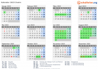 Kalender 2023 mit Ferien und Feiertagen Znaim