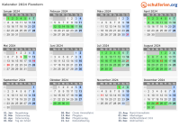 Kalender 2024 mit Ferien und Feiertagen Flandern