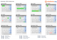 Kalender 2024 mit Ferien und Feiertagen Aabenraa