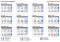 Kalender 2024 mit Ferien und Feiertagen Haderslev