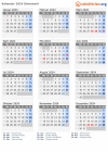 Kalender 2024 mit Ferien und Feiertagen Dänemark