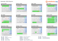 Kalender 2024 mit Ferien und Feiertagen Bayern