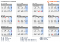 Kalender 2024 mit Ferien und Feiertagen El Salvador