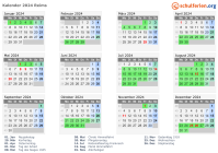 Kalender 2024 mit Ferien und Feiertagen Reims