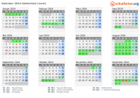 Kalender 2024 mit Ferien und Feiertagen Gelderland (nord)