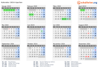 Kalender 2024 mit Ferien und Feiertagen Apulien