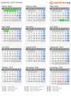Kalender 2024 mit Ferien und Feiertagen Sizilien