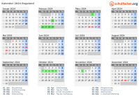 Kalender 2024 mit Ferien und Feiertagen Rogaland