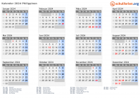 Kalender 2024 mit Ferien und Feiertagen Philippinen