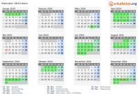 Kalender 2024 mit Ferien und Feiertagen Bern
