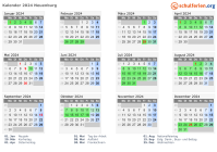 Kalender 2024 mit Ferien und Feiertagen Neuenburg