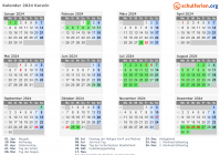 Kalender 2024 mit Ferien und Feiertagen Karwin