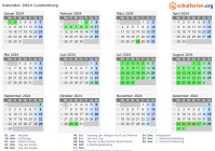 Kalender 2024 mit Ferien und Feiertagen Lundenburg