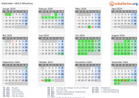 Kalender 2024 mit Ferien und Feiertagen Wischau