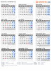 Kalender 2024 mit Ferien und Feiertagen Türkei