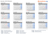 Kalender 2025 mit Ferien und Feiertagen Äthiopien