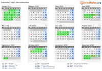 Kalender 2025 mit Ferien und Feiertagen Neusüdwales