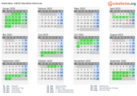 Kalender 2025 mit Ferien und Feiertagen Nordterritorium