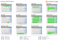 Kalender 2025 mit Ferien und Feiertagen Flandern