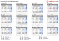Kalender 2025 mit Ferien und Feiertagen Faaborg-Midtfyn