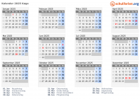 Kalender 2025 mit Ferien und Feiertagen Køge