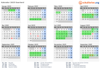 Kalender 2025 mit Ferien und Feiertagen Saarland