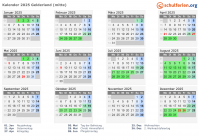 Kalender 2025 mit Ferien und Feiertagen Gelderland (mitte)