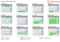Kalender 2025 mit Ferien und Feiertagen Südholland