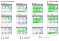 Kalender 2025 mit Ferien und Feiertagen Zeeland