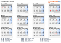 Kalender 2025 mit Ferien und Feiertagen Apulien