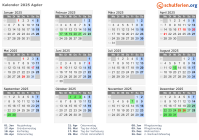 Kalender 2025 mit Ferien und Feiertagen Agder