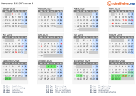 Kalender 2025 mit Ferien und Feiertagen Finnmark