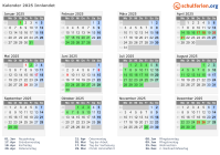 Kalender 2025 mit Ferien und Feiertagen Innlandet