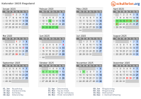 Kalender 2025 mit Ferien und Feiertagen Rogaland