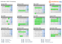 Kalender 2025 mit Ferien und Feiertagen Tröndelag